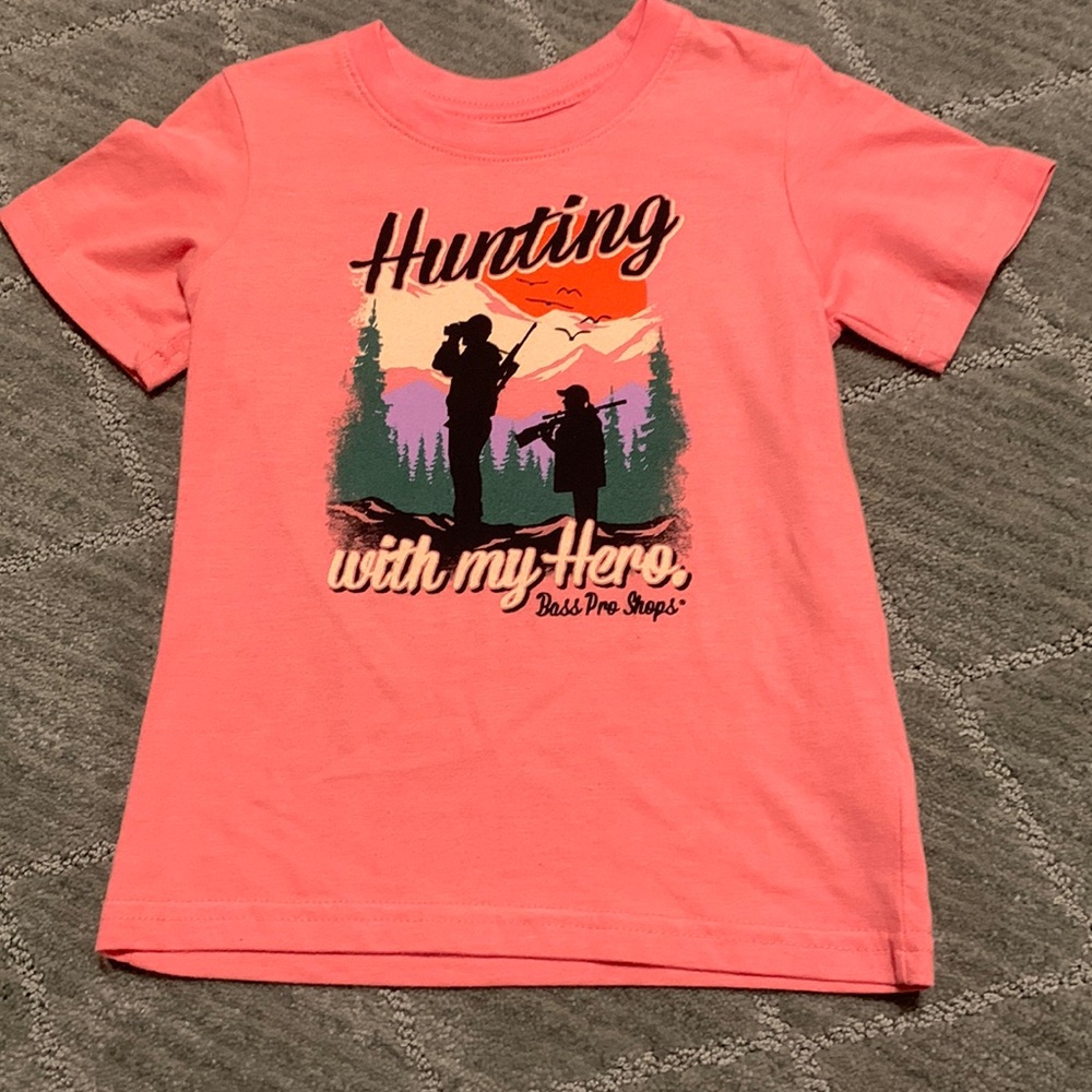 Hunting with my Hero peach tshirt 3T